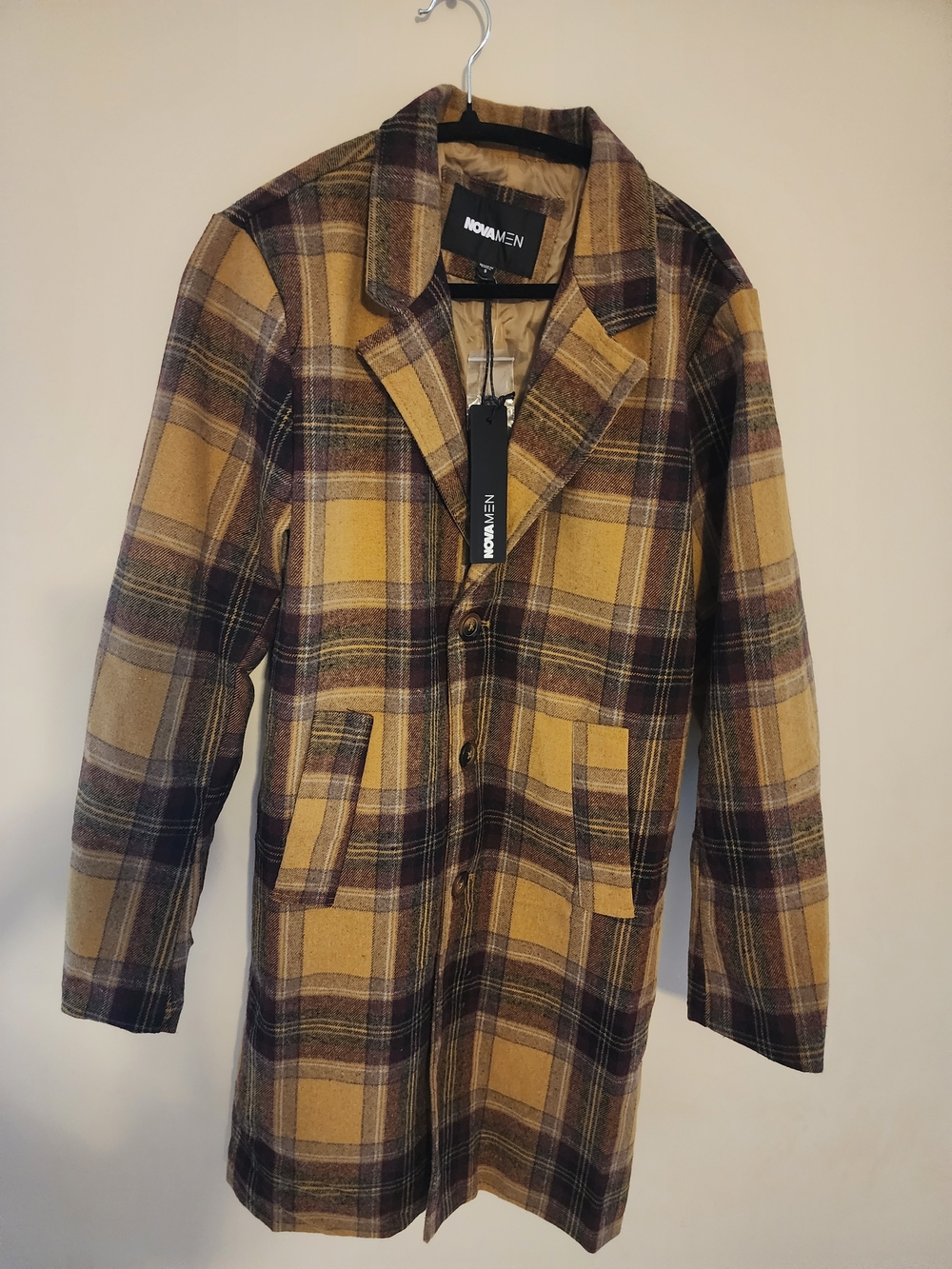 NovaMen Plaid Wool Overcoat